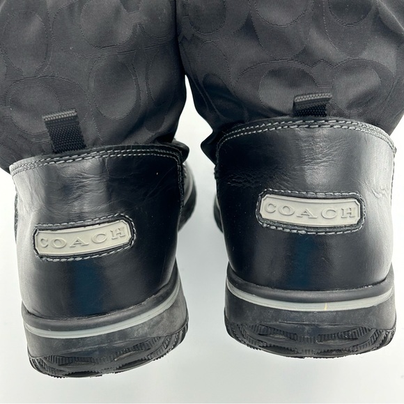 Coach Womens Shaine Snow Boot Size 5.5B Signature Leather Sherpa Nylon Black - Picture 6 of 14